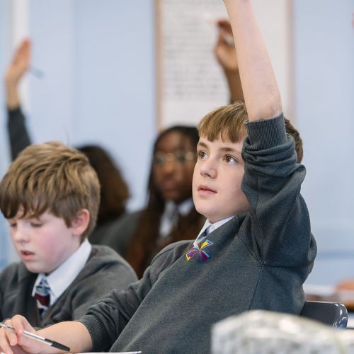 Classroom Boy with hand up3