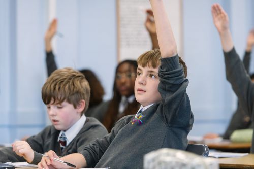 Classroom Boy with hand up3